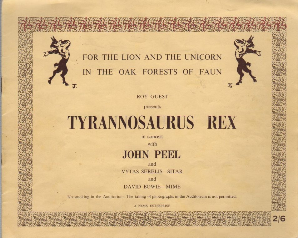 88. [BOWIE, David]: [T-Rex]. FOR THE LION AND THE UNICORN IN THE OAK FORESTS OF FAUN. Image
