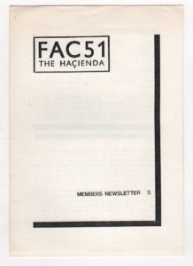 96. [Factory Records]. SAVAGE, Jon. FAC51 - THE HACIENDA MEMBERS NEWSLETTER [5 issues: Nos. 3, 4, IV [4.5], 5, 6]. Image