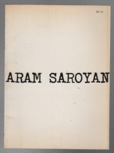 72. SAROYAN, Aram. ARAM SAROYAN [With Original Typescript]. Image