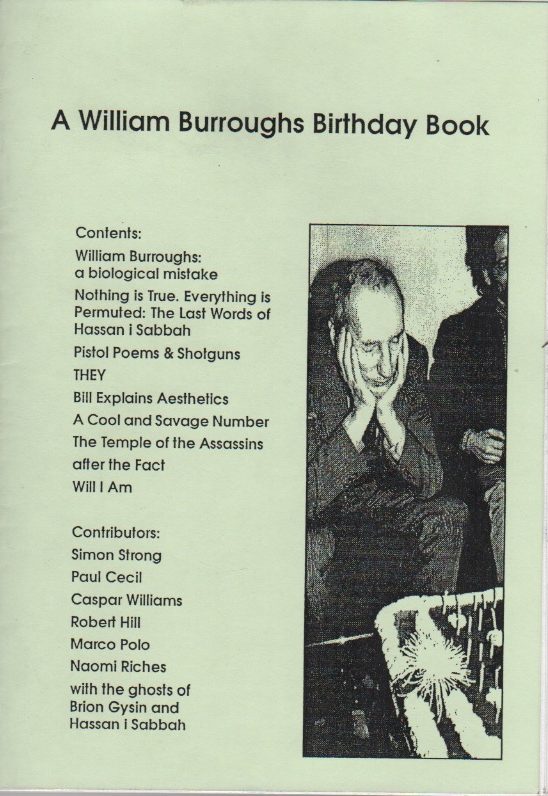 65. [William Burroughs]. CECIL, Paul (Editor). A WILLIAM BURROUGHS BIRTHDAY BOOK. Image