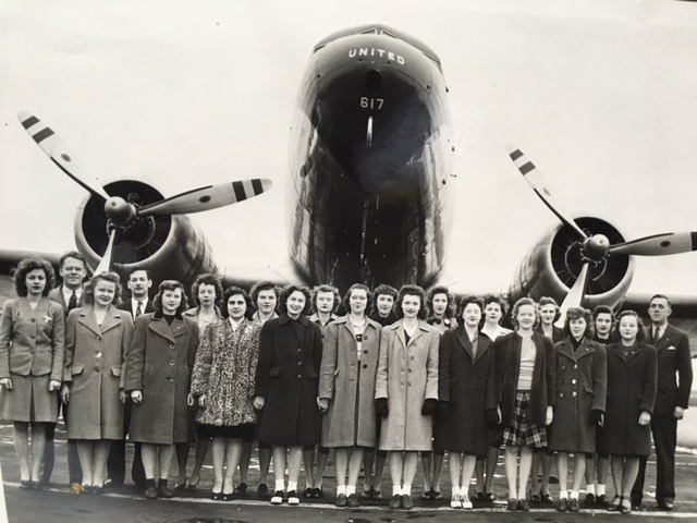 120. [Women at Work]. [1940s Photo Album of United Airlines Stewardess Trainees].